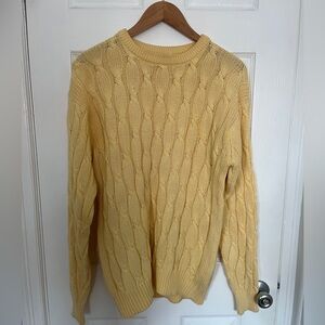 Pringle of Scotland Vintage Cotton Cableknit Sweater in Butter Yellow